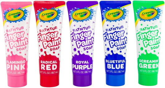 Crayola Bathtub Fingerpaint 5 Color Variety Pack, 3 Ounce Tubes (Bluetiful Blue, Screamin' Green, Radical Red, Flamingo Pink, Royal Purple)