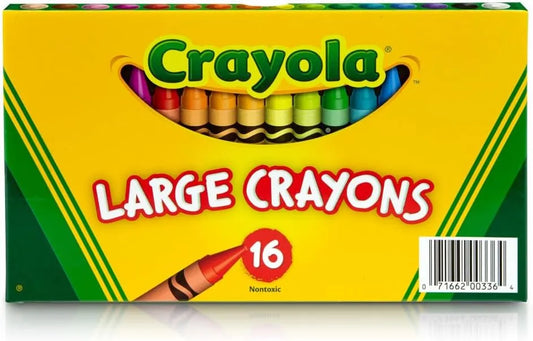 Binney & Smith Crayola(R) Large Crayon Set, Lift-Lid Box, Assorted Colors, Box Of 16