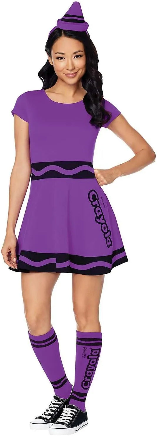 Spirit Halloween Adult Vivid Violet Crayola Crayon Dress Costume