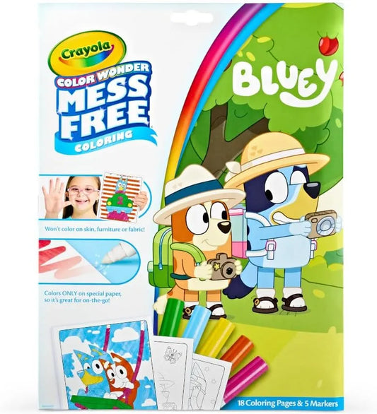 Crayola Bluey Color Wonder Coloring Set, 18 Mess Free Toddler Coloring Pages & 5 Markers, Bluey Activity Set for Kids, Gift for Toddlers, Ages 3+