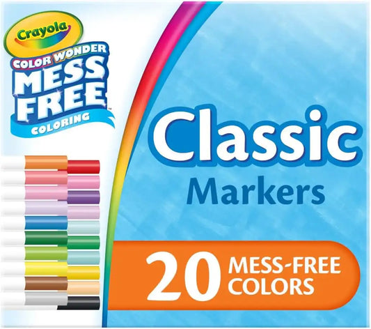 Crayola Color Wonder Marker Refill Set (20ct), Mess Free Broad Line Markers for Toddlers, Mess Free Coloring for Kids, Toddler Gifts