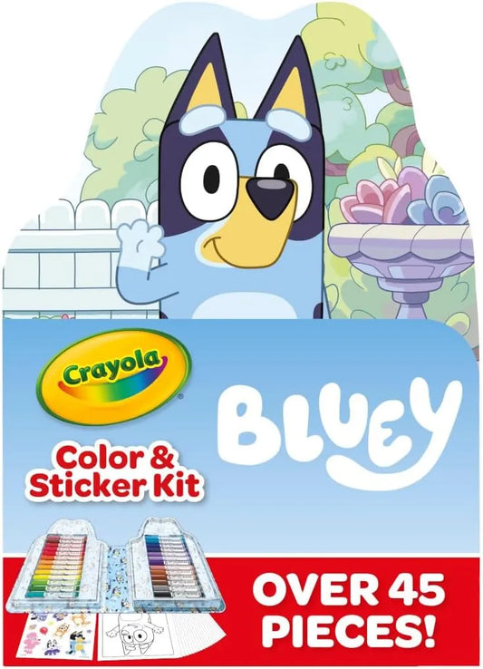 Crayola Bluey Art Kit for Kids (45pcs), Bluey Coloring Book Pages & Stickers for Kids, Arts & Crafts Set, Toys for Girls & Boys, Gift, 4+