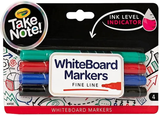 Crayola Take Note Dry Erase Markers, Fine Line, 4 Count