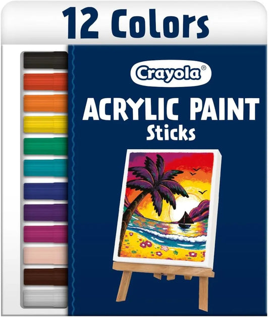 Crayola Acrylic Paint Doodle Sticks (12ct), Acrylic Paint Marker Set for Kids, Quick Dry, Multi-Surface, Less Mess, Kids Craft Supplies, Ages 8+