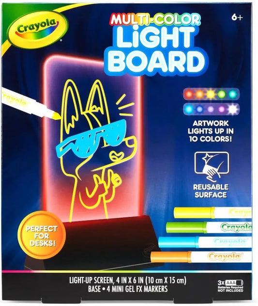 Crayola Multi-Color Light Board, Light Up Drawing Toy, Desk Toy, Doodle Pad, Glow Art, Gifts, Toys Boys & Girls, Ages 6, 7, 8
