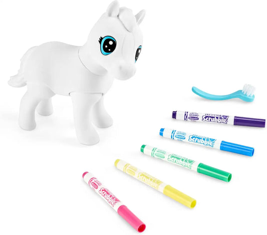 Crayola Scribble Scrubbie Jumbo, Evie, Large Posable Animal Toy, 6 Inches, Horse for Girls & Boys, Animal Grooming, Gift