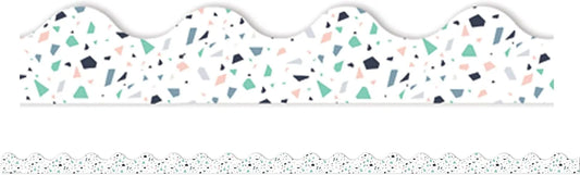 Eureka Simply Sassy White Terrazzo Deco Trim, 37 Feet/12 Strips