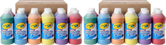 Crayola Washable Paint, Bulk Paint Set for Kids' Art Projects, 16 Oz, Nontoxic Craft Supplies, Teacher Classroom Must Haves, Ages 3, 4, 5, 12 Count, (Pack of 2)
