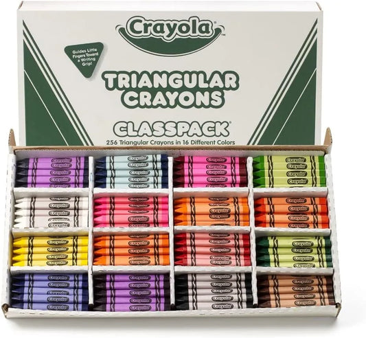 Crayola Triangular Crayon Classpack (256ct), 16 Colors, Bulk Toddler Crayons, Teacher Classroom Must Haves, School Supplies, Preschool & Kindergarten