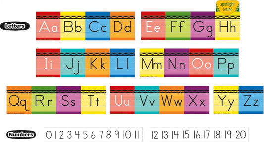 Eureka 847818 Crayola Crayons Mini Alphabet Bulletin Board Set for Teachers and Classrooms, Multicolor, 31pcs