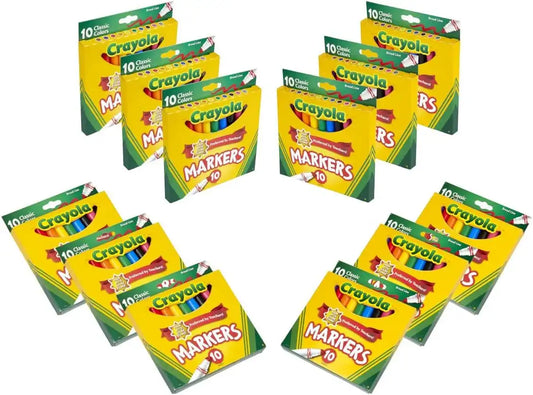 Crayola Broad Line Markers (12pk), Assorted Bulk Markers for Kids, Arts & Crafts Supplies for Coloring Books, Construction Paper, Ages 3+