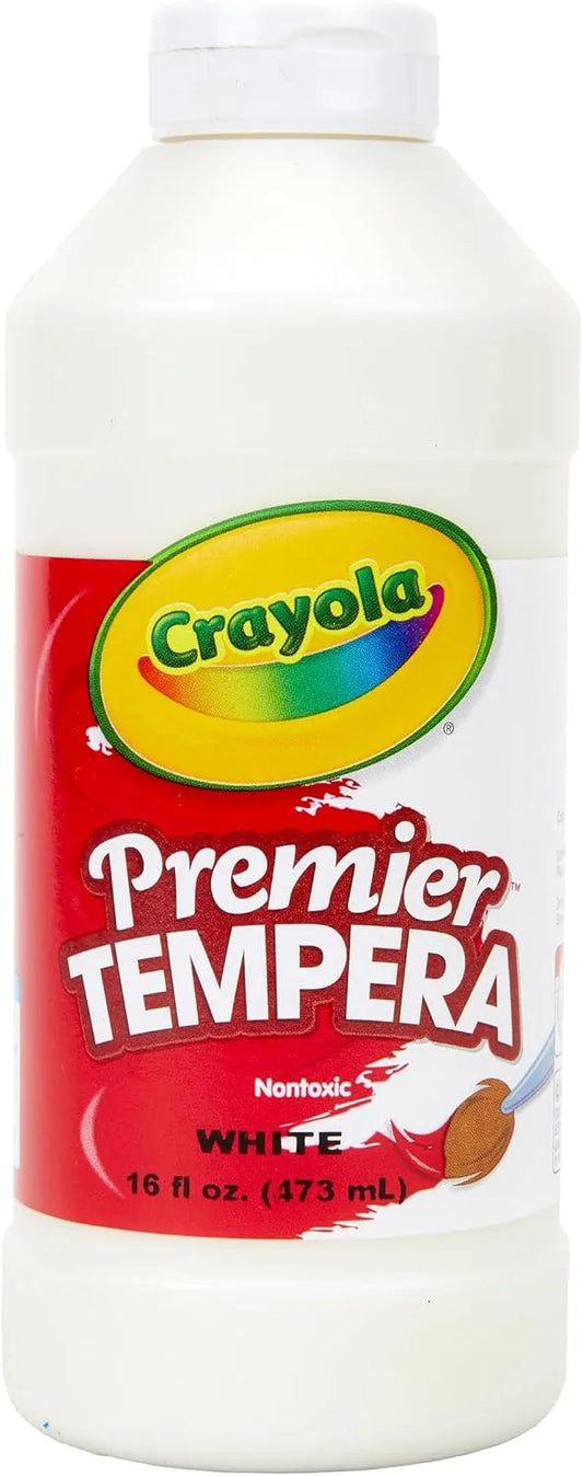 Crayola Premier Tempera Paint For Kids - White (16oz), Kids Classroom Supplies, Great For Arts & Crafts, Non Toxic, Easy Squeeze Bottle
