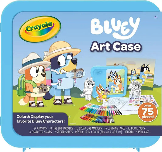 Crayola Bluey Create & Color Art Case (75+ Pcs), Bluey Coloring Pages, Stickers & Markers, Kids Art Kit with Storage Case, Ages 5+