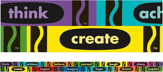 Eureka Crayola Inspirational Words Decorative Classroom and Bulletin Board Trim for Teachers, 2.25" Wide, 12 Strips for 37 Total Feet