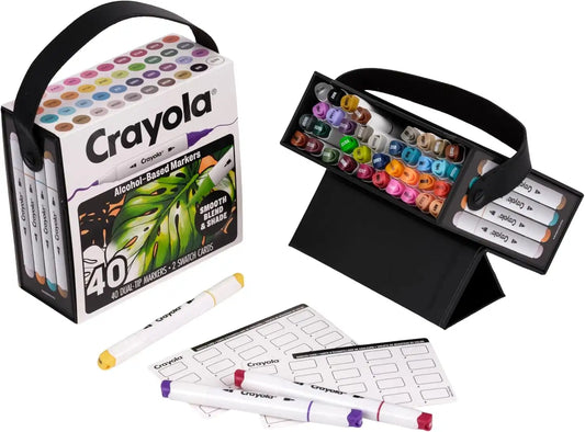 Crayola DualTip Alcohol Marker Set for Adults (40ct), Adult Coloring Book Markers for Blending, Shading & Layering, Fine & Brush Tips, Art Supplies