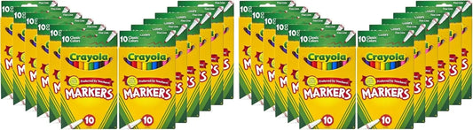 Crayola Fine Line Markers for Kids, Bulk Coloring Markers for School, 10 Assorted Colors, Essential Teacher Classroom Supplies, Ages 3, 4, 5, (Pack of 24)