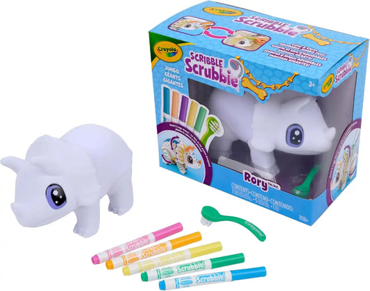 Crayola Jumbo (6 inch) Scribble Scrubbie Pets, Rory the Dino, Posable Kids Toy, Customizable Toy, Gift