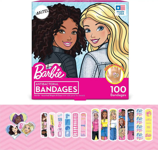 Barbie Kids Adhesive Bandages, 3 Assorted Sizes, 100 Count