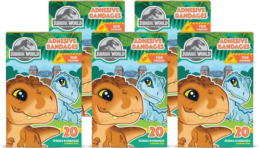 Jurassic World Dinosaur Kids Adhesive Bandages, 2 Assorted Sizes, 100 Count