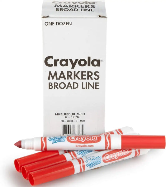 Crayola Washable Markers for Kids - Red (12ct), Teacher Classroom Must Haves & Essentials, School Supplies, Bulk Broad Line Markers