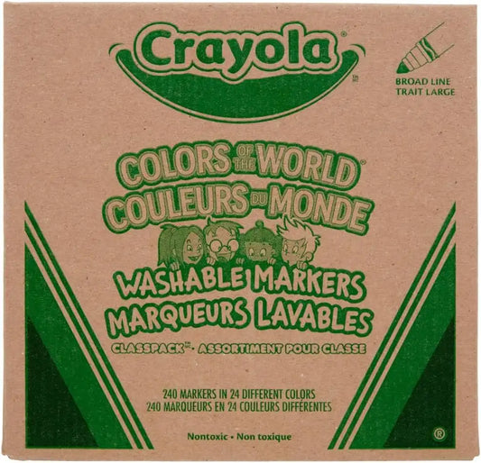 Crayola Colors Of The World Classpack (240 Ct), Bulk Skin Tone Washable Markers, School Supplies For Teachers, Individual Marker Boxes