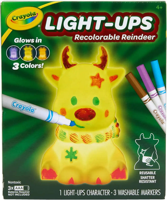 Crayola Light Ups Reindeer, Recolorable Light Up Toy for Kids, Reindeer Decor, Glow in the Dark, Holiday Gift for Kids, Ages 4+