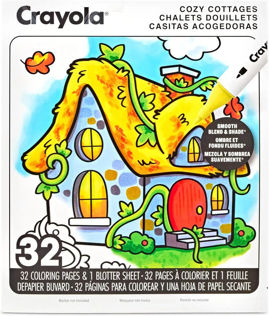 Crayola Cozy Cottages Adult Coloring Book, 32pg Alcohol Marker Friendly
