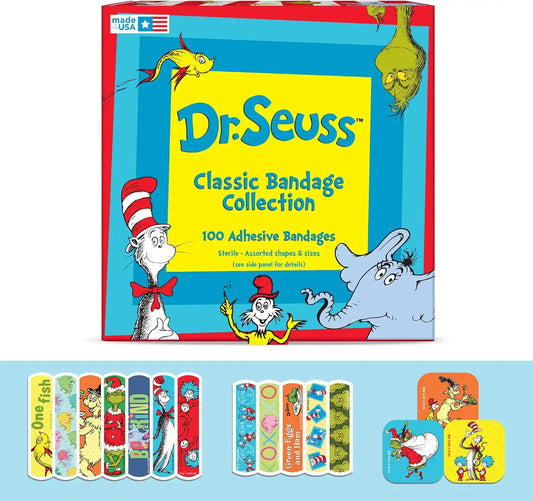 Dr. Seuss Kids Adhesive Bandages, 3 Assorted Sizes, 100 Count