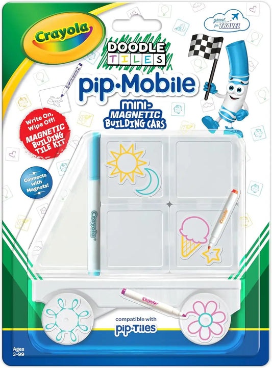 Crayola PIP-Mobile Rolling Chassis for Magnetic Building Tiles – Add Wheels to Crayola PIP-Tile Sets – STEM Learning Toy for Kids Ages 3+ – Creative, Reusable, Educational Travel Toy (Doodle)