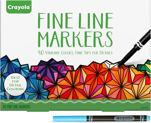 Crayola Fine Line Markers for Adults (40ct), College School Supplies, Marker Set for Adult Coloring Books, Teacher Gifts