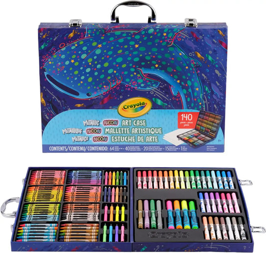 Crayola Art Kit with Neon & Metallic Art Supplies, Includes Crayons, Markers & Colored Pencils, Craft Activity, Gift for Kids, Ages 5, 6, 7, 8