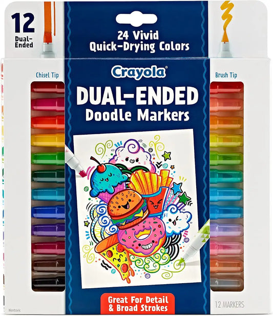 Crayola Dual Chisel Tip & Brush Markers (12ct), Markers for Adults, Art Marker Set, Coloring Supplies, Gifts for Teens & Adults