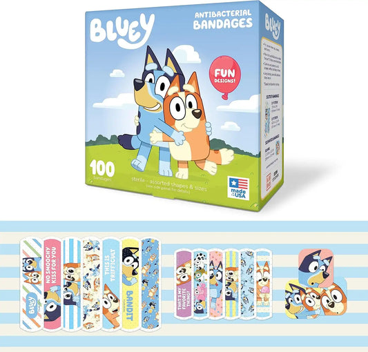 Bluey Kids Adhesive Bandages, 3 Assorted Sizes, 100 Count