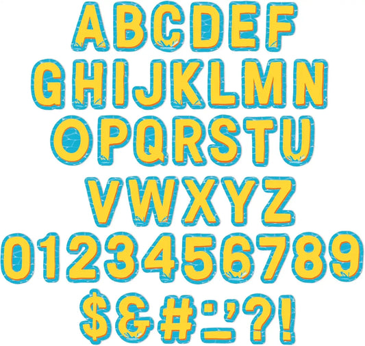 Eureka Seas The Day Letter, Number, Punctuation Mark, and Symbol Classroom Decorations for Teachers, 4" H, 182 Pieces, Blue