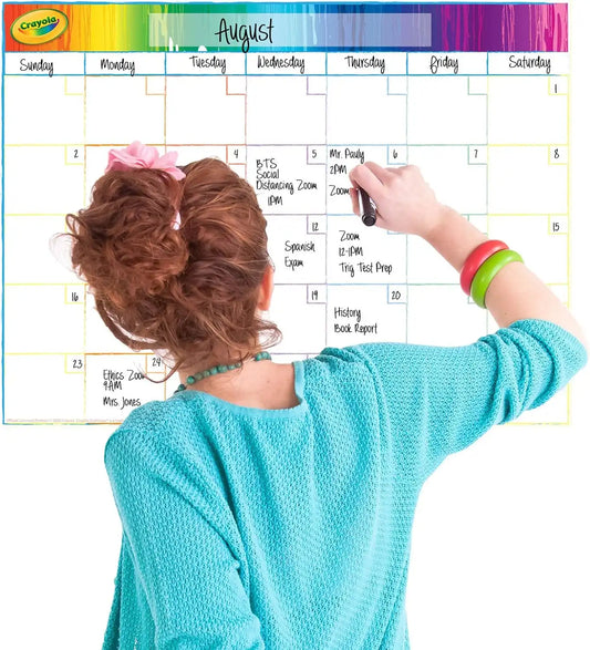 Dry Erase Calendar Board - Whiteboard for Family Schedules, School Classrooms, or Office Use, Great for Teachers and Kids, Large Size, White
