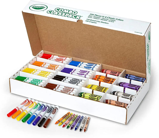 Crayola Crayons & Washable Markers Classpack (256ct), Teacher Classroom Must Haves, Bulk Markers for Kids, Art Supplies for Preschool & Kindergarten