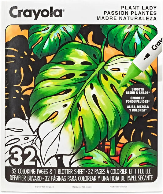 Crayola Plant Lady Adult Coloring Book, 32 Pgs, Alcohol Marker Friendly Paper, Mindfulness & Screen Free Activity for Adults and Plant Parents