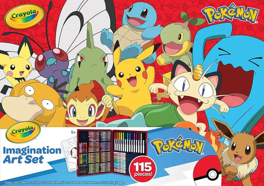 Crayola Pokémon Imagination Art Set (115pcs), Kids Art Kit, Coloring Supplies, Pokemon Toys, Pokemon Gift for Boys & Girls, Ages 5+