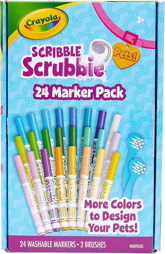 Crayola Scribble Scrubbie Pets Marker Refill & Expansion Set - 24 Washable Markers for Kids, Gifts for Girls & Boys [Amazon Exclusive]